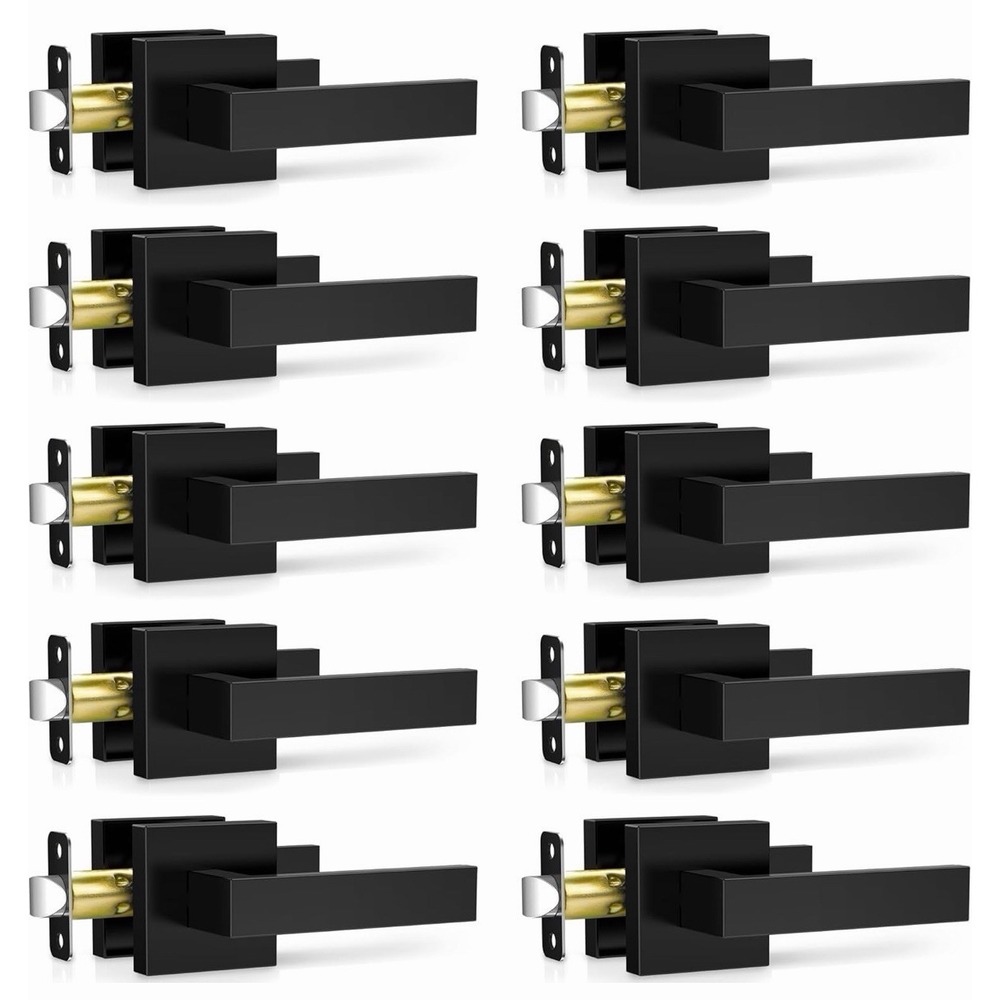 10 Pack Matte Black Door Handles Interior Passage Door Knobs Closet Door Levers